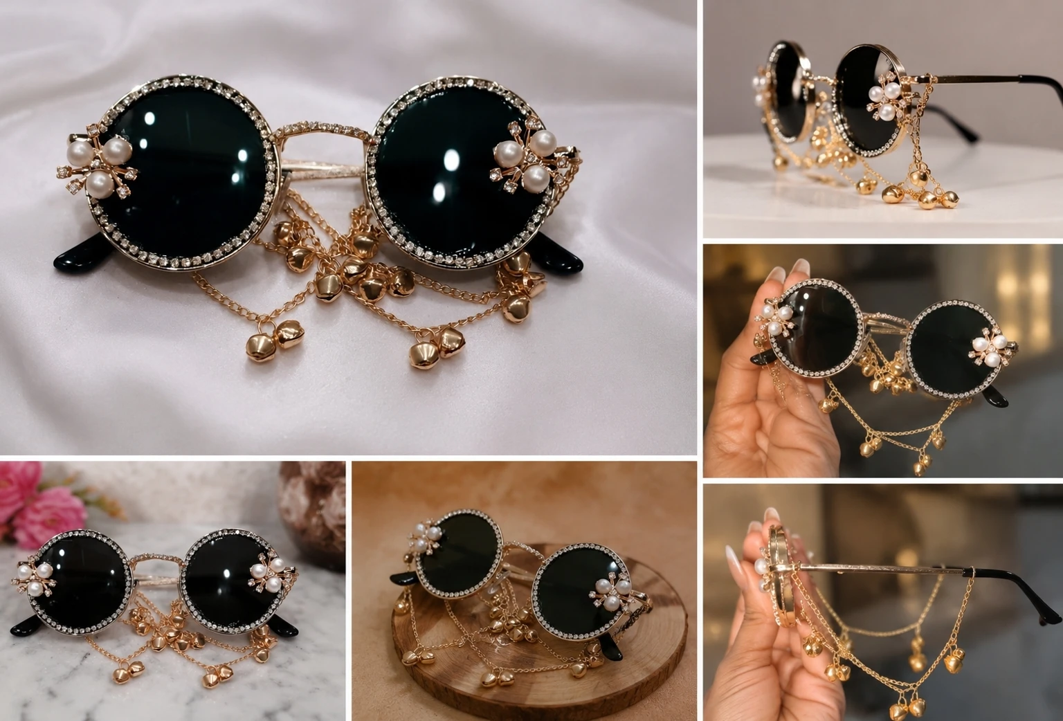 Radha ji Shringar Others, UV Protection Spectacle , Aviator, Oval, Round Sunglasses (Free Size) (For Women, Brown, Blue, Black, Purple, Green, Grey)